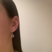 Load image into Gallery viewer, Straight hammered silver open circle drops