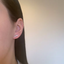 Load image into Gallery viewer, Straight hammered silver bar studs