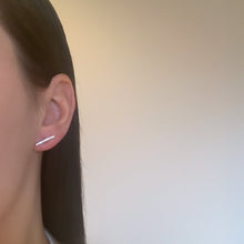 Load image into Gallery viewer, Square hammered silver bar studs