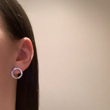 Load image into Gallery viewer, Twined silver circle studs