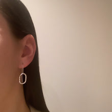 Load image into Gallery viewer, Hammered silver open oval drops