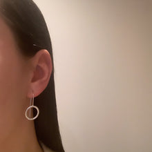 Load image into Gallery viewer, Straight hammered silver open circle drops