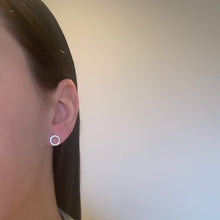 Load image into Gallery viewer, Straight hammered silver open circle studs