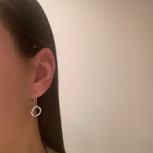 Load image into Gallery viewer, Square hammered silver open circle drops