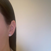 Load image into Gallery viewer, Square hammered silver open circle studs