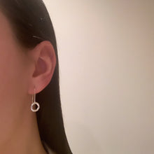 Load image into Gallery viewer, Square hammered silver open circle drops