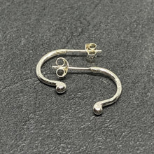 Load image into Gallery viewer, Hammered silver half hoop "bubble" earrings