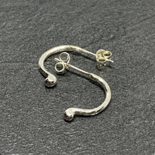 Load image into Gallery viewer, Hammered silver half hoop "bubble" earrings