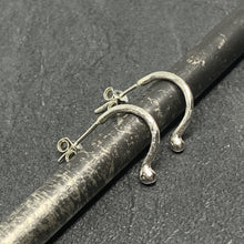 Load image into Gallery viewer, Hammered silver half hoop "bubble" earrings