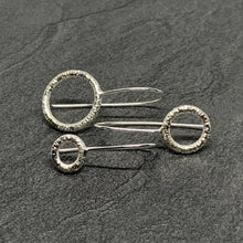 Load image into Gallery viewer, Straight hammered silver open circle drops