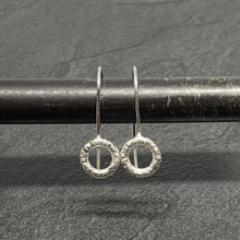 Load image into Gallery viewer, Straight hammered silver open circle drops