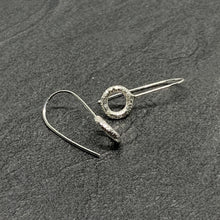 Load image into Gallery viewer, Straight hammered silver open circle drops