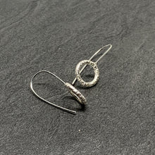 Load image into Gallery viewer, Straight hammered silver open circle drops