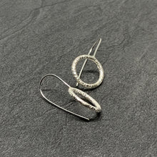 Load image into Gallery viewer, Straight hammered silver open circle drops