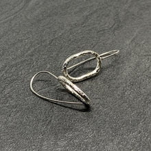 Load image into Gallery viewer, Hammered silver open oval drops