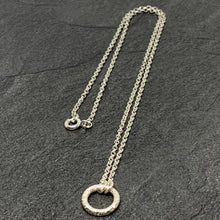 Load image into Gallery viewer, Hammered silver open circle pendant