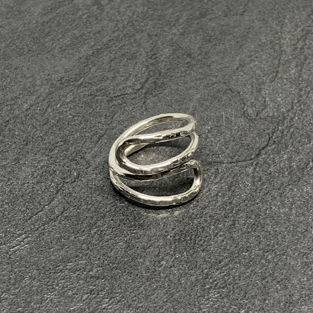 Hammered silver open ring