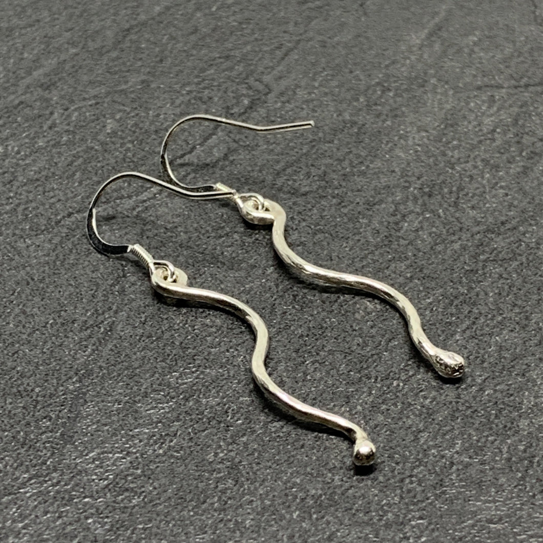 Hammered silver wavy drops