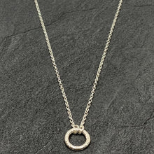 Load image into Gallery viewer, Hammered silver open circle pendant
