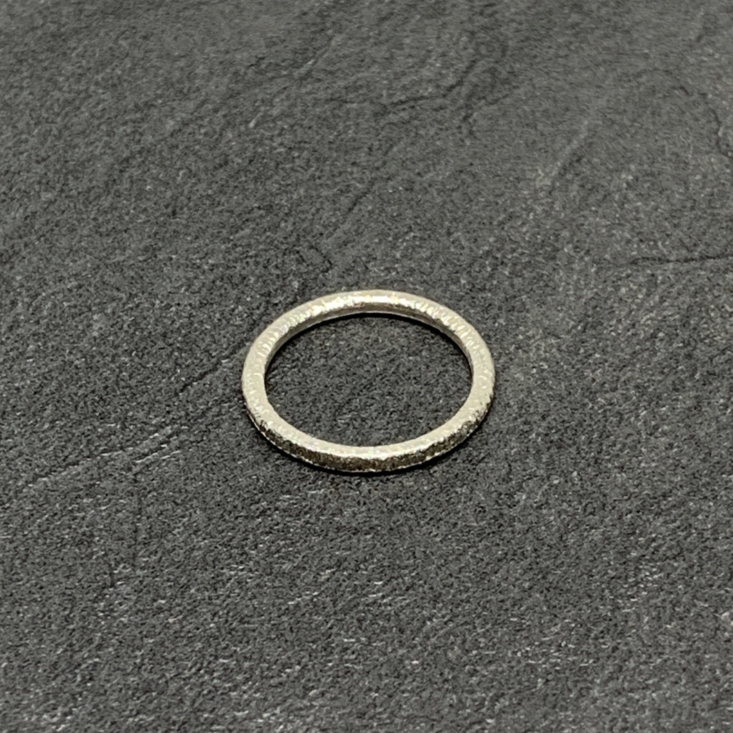 Straight hammered silver ring